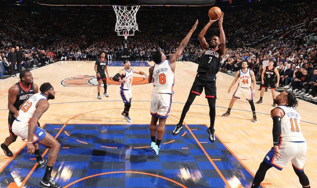 杜兰特空砍30分 唐斯25分尼克斯战胜火箭